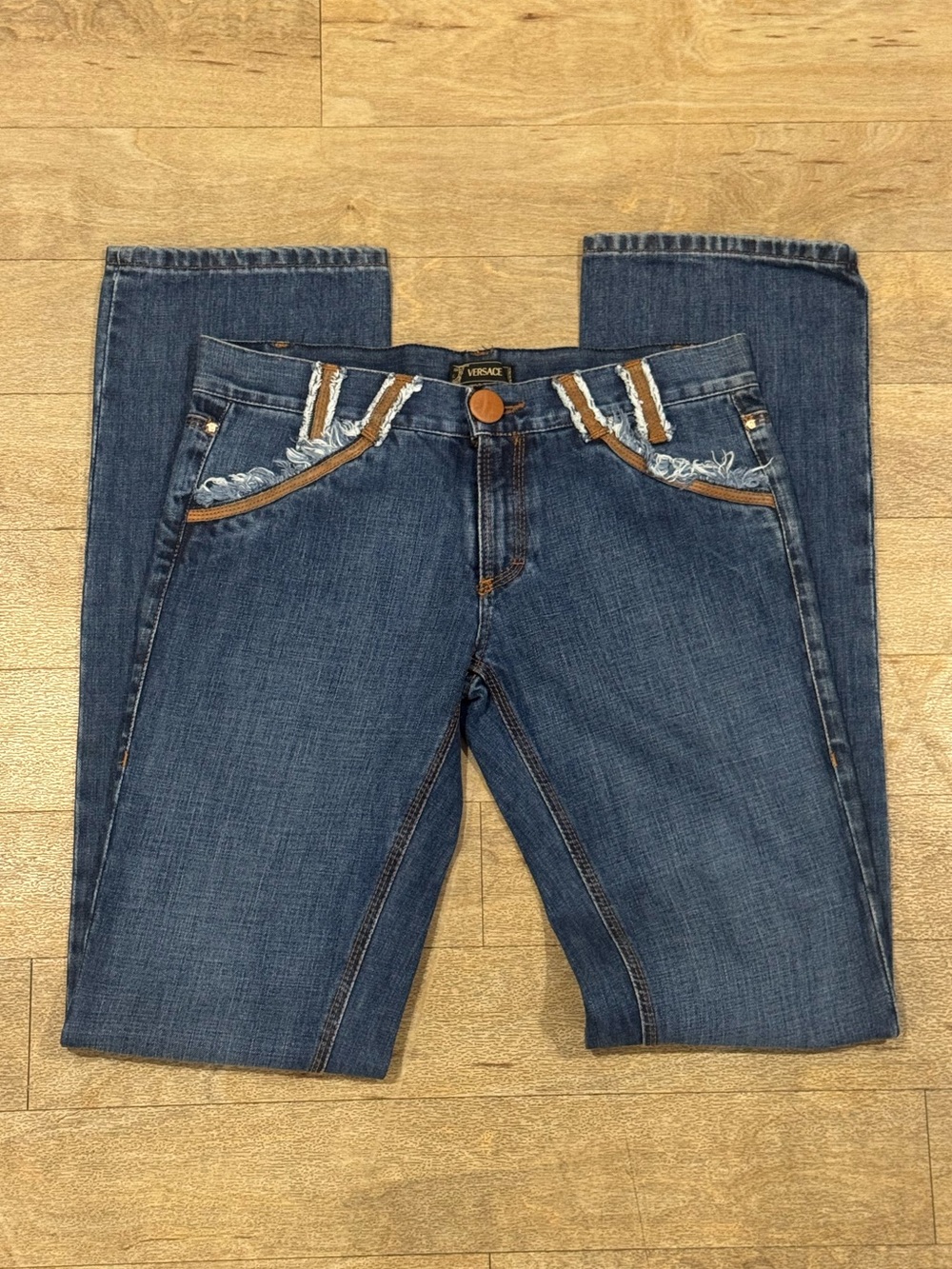 NWOT Versace Y2K Italian Vintage Denim Western Straight Leg Jeans Size 28